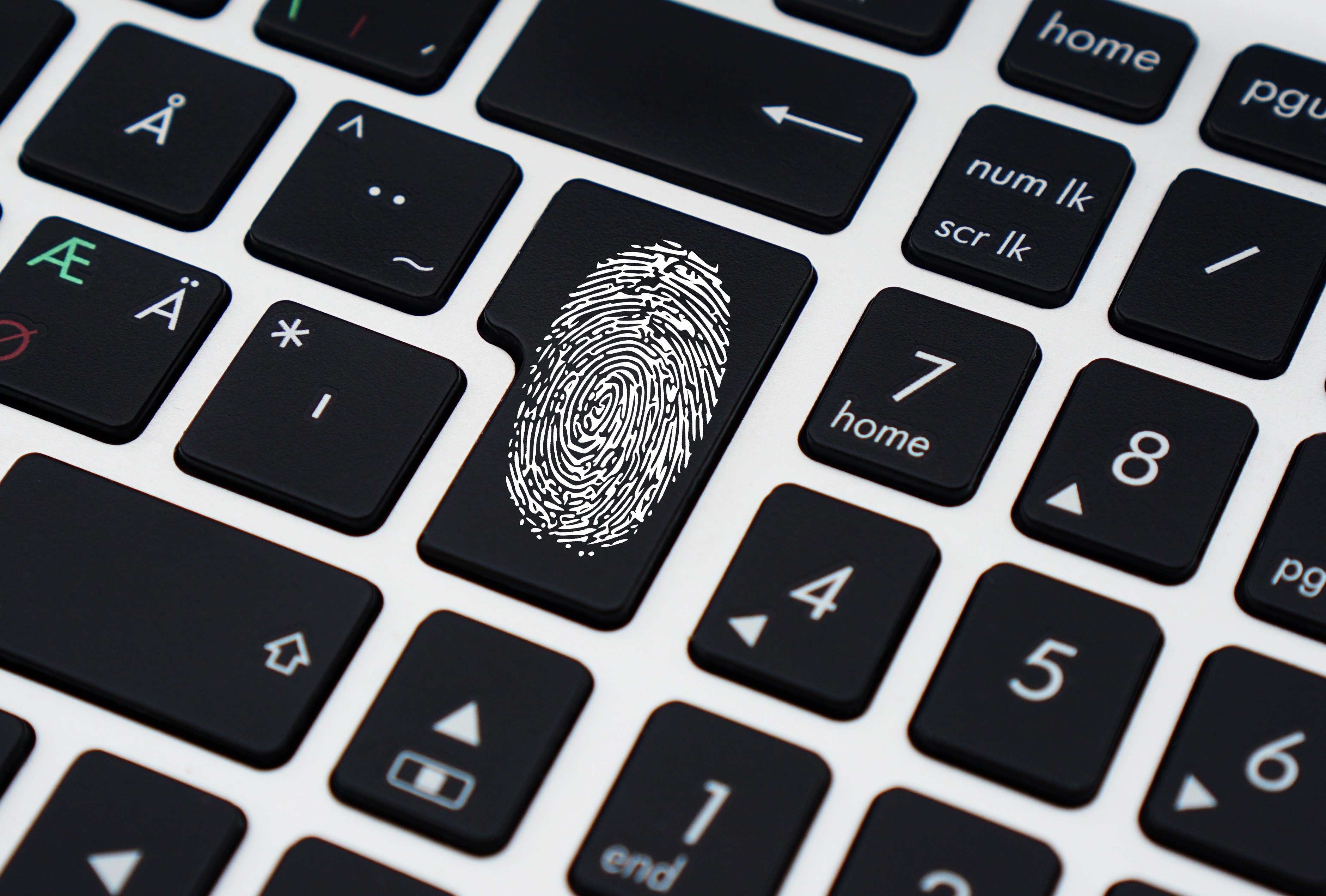 File Sharing Security & IT Recruitment fingerprint on keyboard